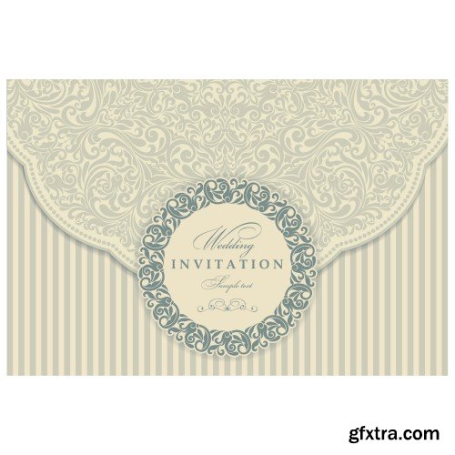 Vintage vector invitation with patterns