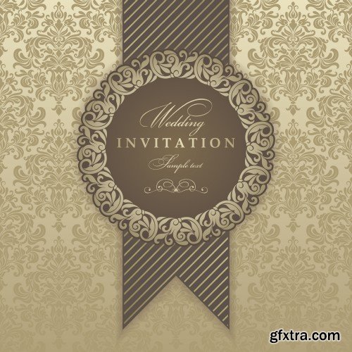 Vintage vector invitation with patterns