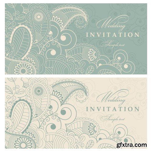 Vintage vector invitation with patterns