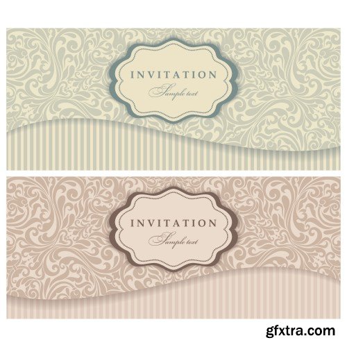 Vintage vector invitation with patterns