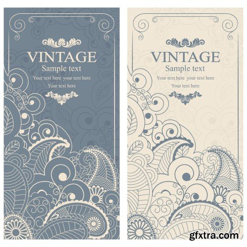 Vintage vector invitation with patterns