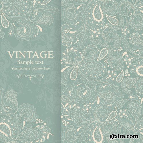 Vintage vector invitation with patterns