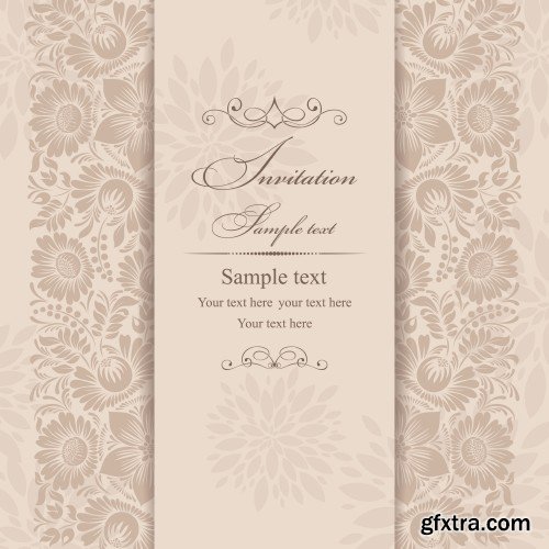 Vintage vector invitation with patterns