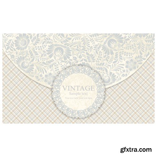 Vintage vector invitation with patterns