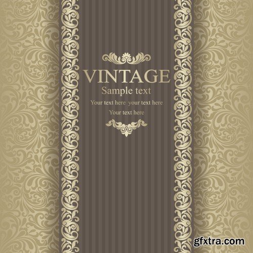 Vintage vector invitation with patterns