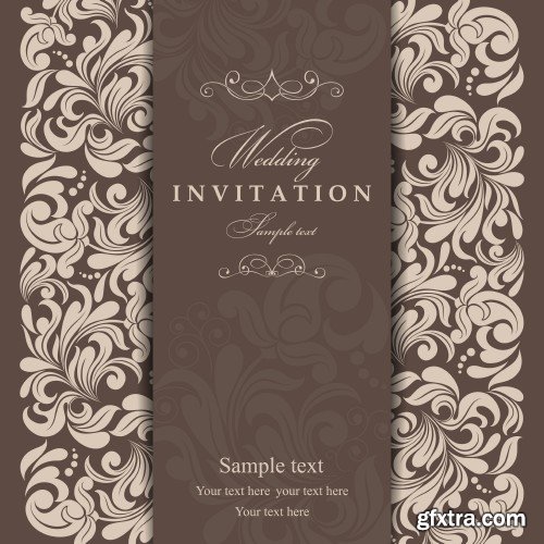 Vintage vector invitation with patterns