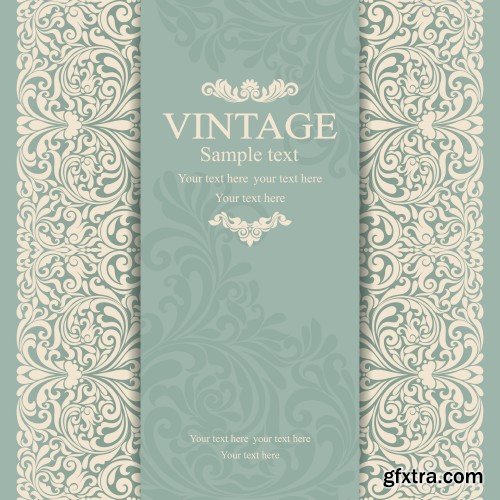 Vintage vector invitation with patterns