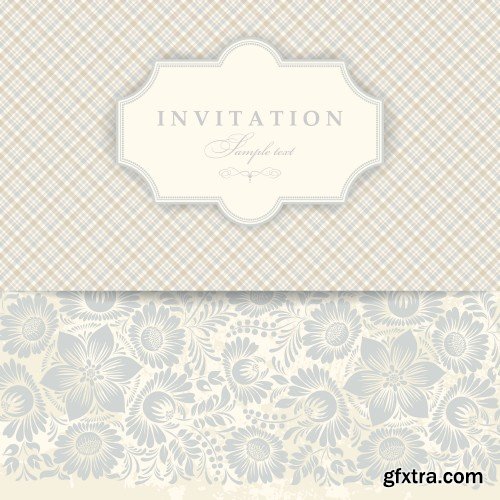 Vintage vector invitation with patterns