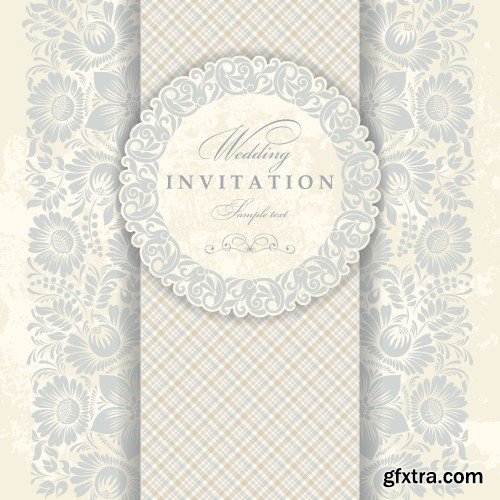 Vintage vector invitation with patterns