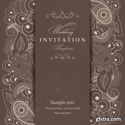 Vintage vector invitation with patterns