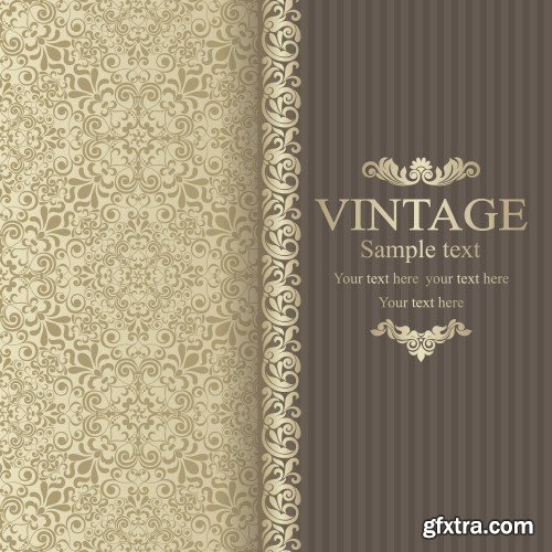 Vintage vector invitation with patterns