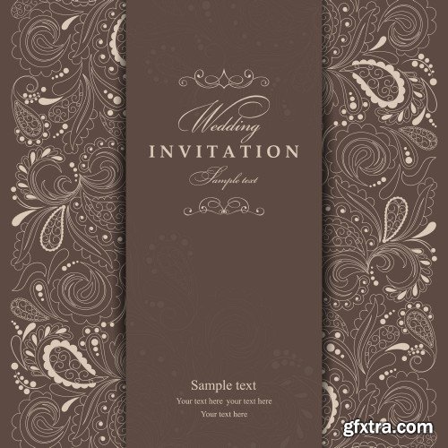 Vintage vector invitation with patterns