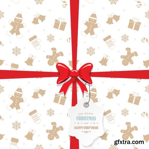 Cute Christmas and New Year card templates set with glitter