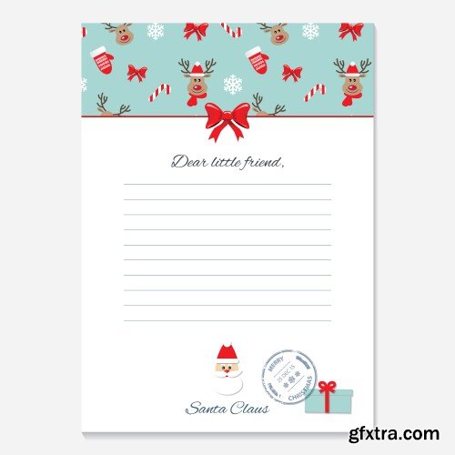 Cute Christmas and New Year card templates set with glitter