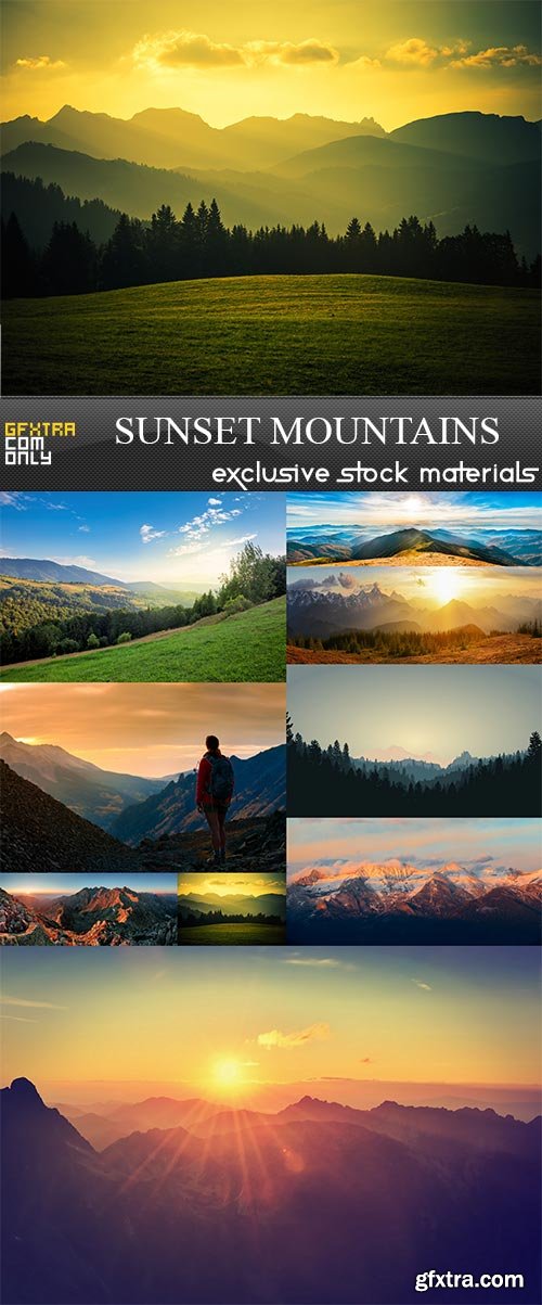 Sunset mountains, 9 x UHQ JPEG