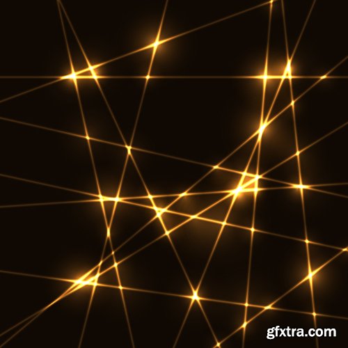 Seamless abstract background from gold Laser beams, colorful spectrum hexagons outlines, laser rays