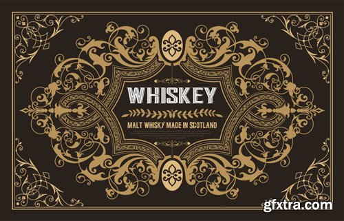 Vintage wedding label, retro whiskey label vector