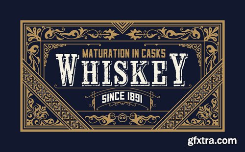 Vintage wedding label, retro whiskey label vector