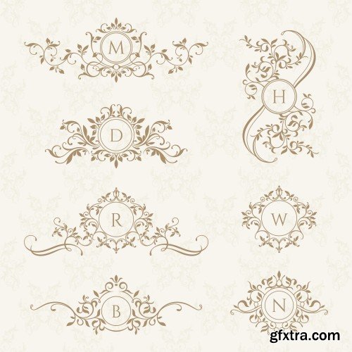 Beautiful collection of frames, decorative elements in antique style