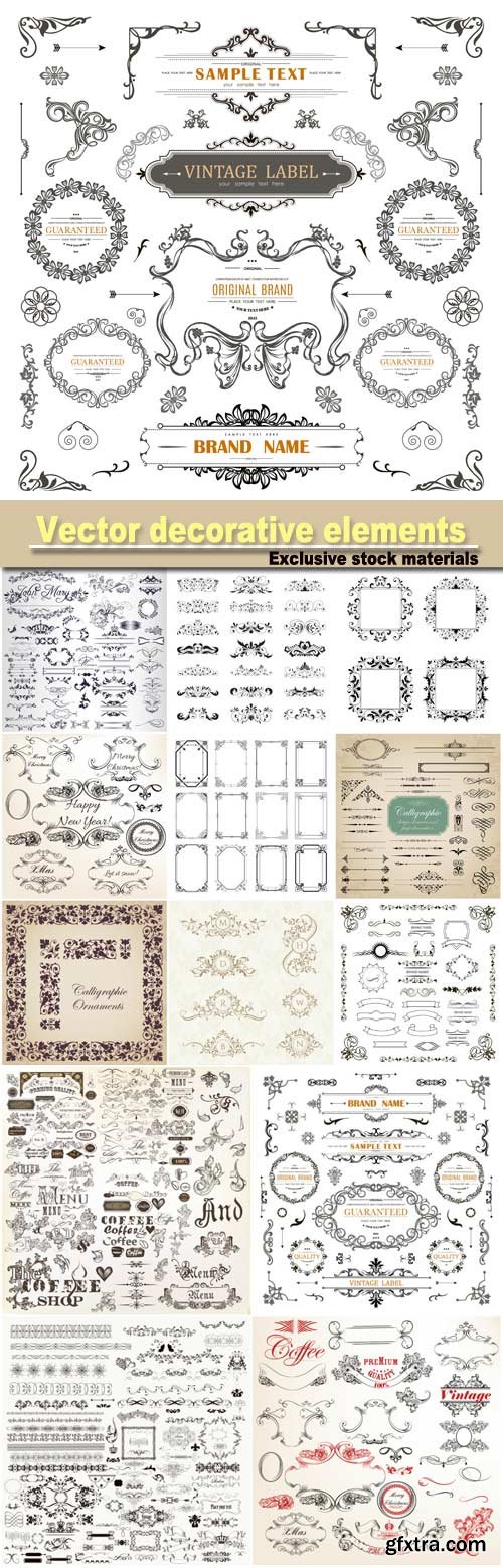 Beautiful collection of frames, decorative elements in antique style