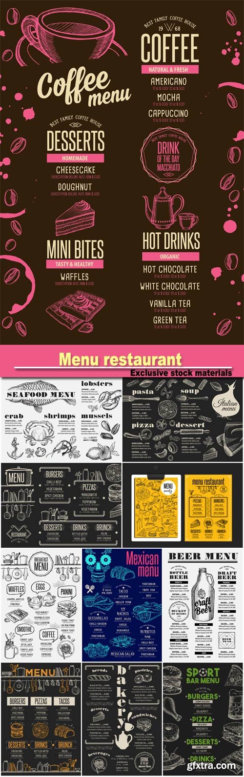 Menu breakfast restaurant, food template, beverage template, bakery restaurant