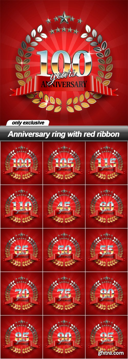 Anniversary ring with red ribbon - 15 EPS