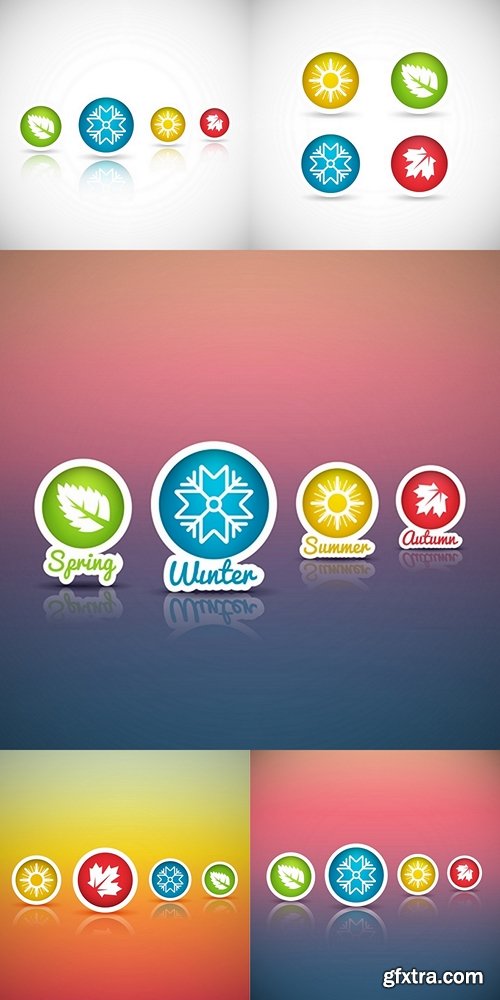 Four seasons vector icon set