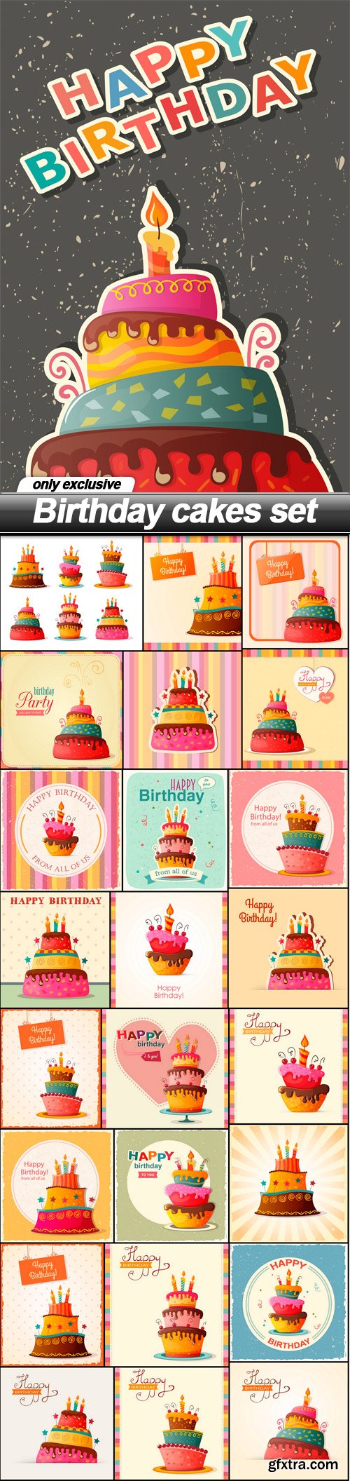 Birthday cakes set - 25 EPS