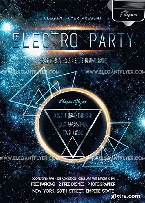 Electro party V4 Flyer PSD Template + Facebook Cover