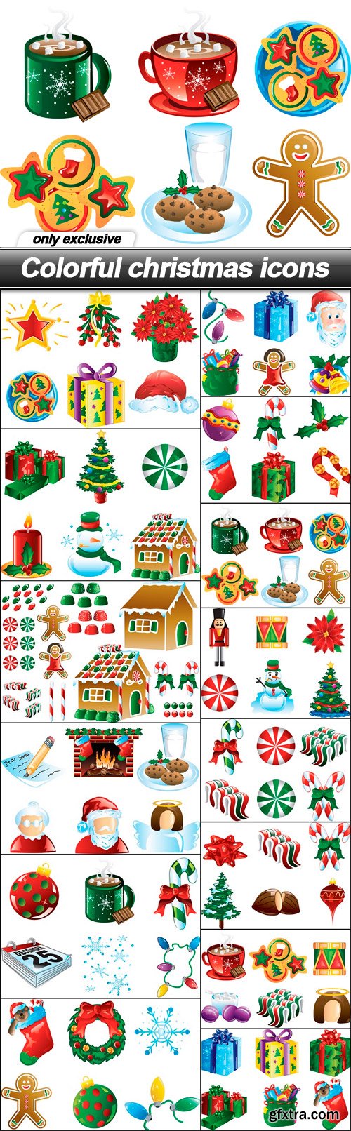 Colorful christmas icons - 14 EPS