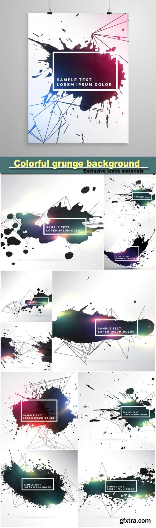 Abstract colorful ink grunge background