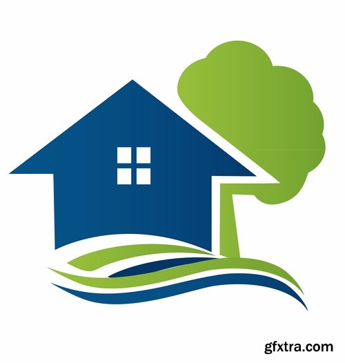 Collection logo house building corporation icon web design element site 7-25 EPS