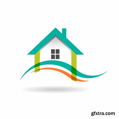 Collection logo house building corporation icon web design element site 7-25 EPS