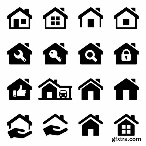 Collection logo house building corporation icon web design element site 7-25 EPS