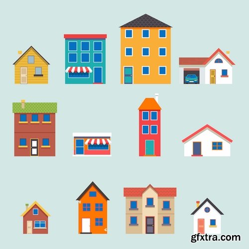 Collection logo house building corporation icon web design element site 7-25 EPS