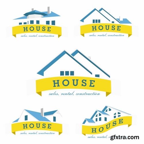 Collection logo house building corporation icon web design element site 7-25 EPS