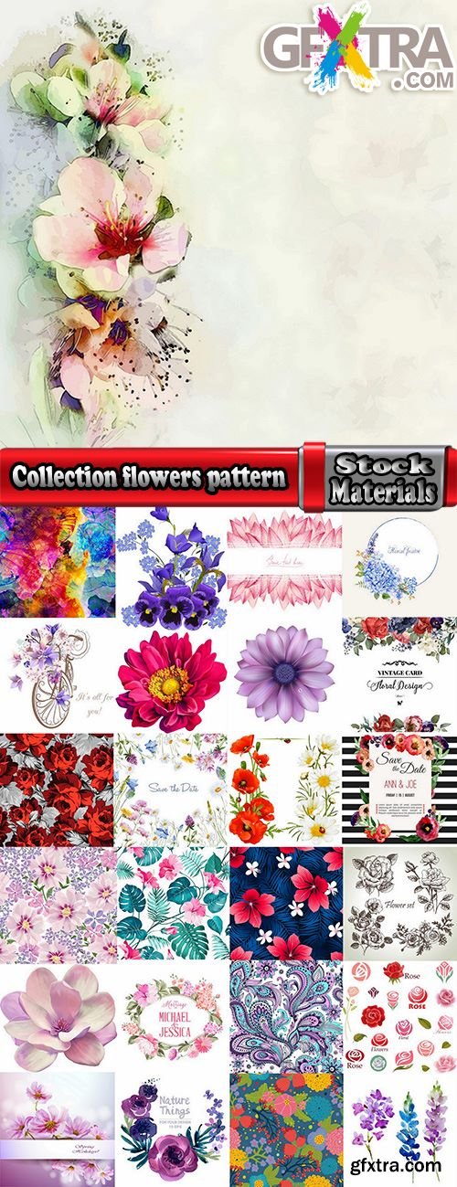 Collection flowers pattern background is a template for the pattern on the wallpaper 25 EPS