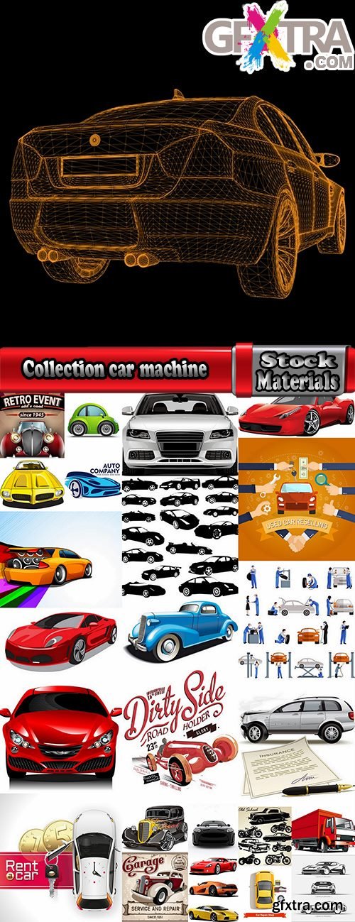 Collection car machine icon vector image 25 EPS