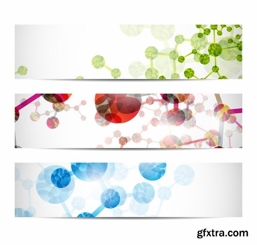 Collection of DNA molecule chemistry chemistry icon flyer banner vector image 25 EPS