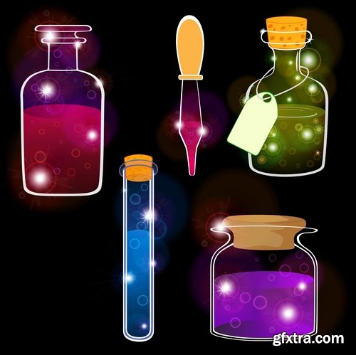 Collection of DNA molecule chemistry chemistry icon flyer banner vector image 25 EPS