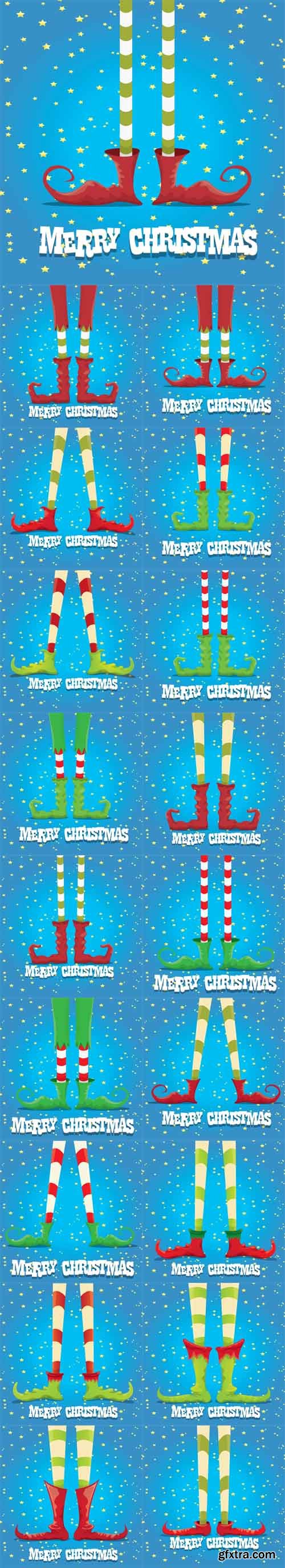 Vector Set - Christmas Cartoon Elfs Legs