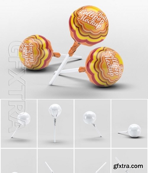 Ball Lollipop Candy Mock-Up