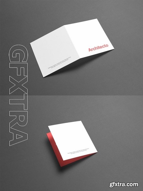 Bi-Fold Half-Fold Brochure Mock-Up - Square