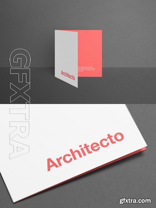 Bi-Fold Half-Fold Brochure Mock-Up - Square