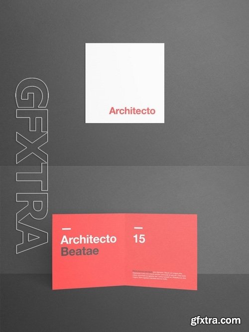 Bi-Fold Half-Fold Brochure Mock-Up - Square