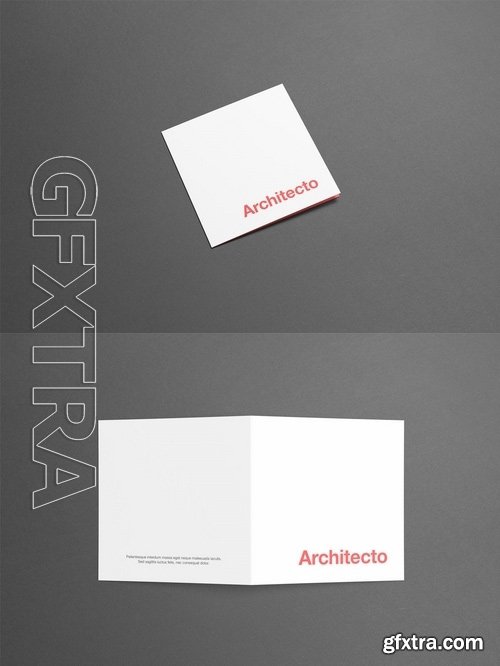 Bi-Fold Half-Fold Brochure Mock-Up - Square