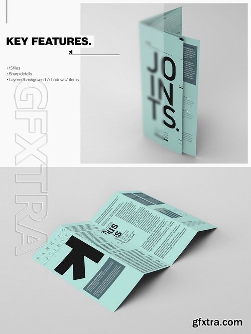 Gate Fold Roll Brochure Mockup