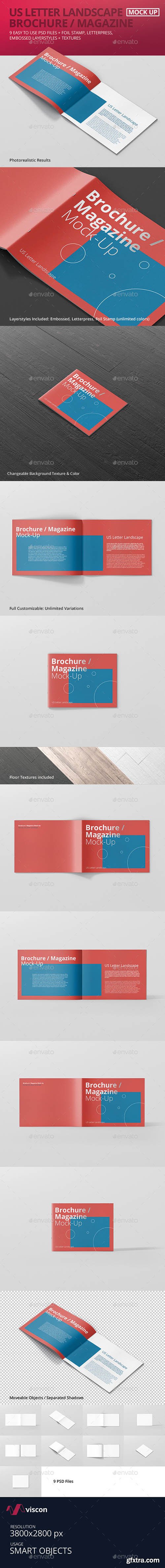 Graphicriver US Letter Landscape Brochure / Magazine Mock-Up 16820631