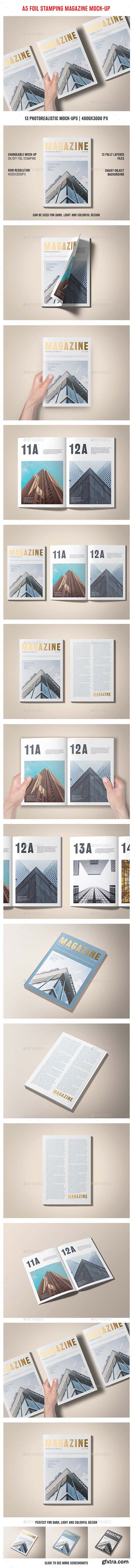 Graphicriver A5 Foil Stamping Magazine Mock-Up 17359133
