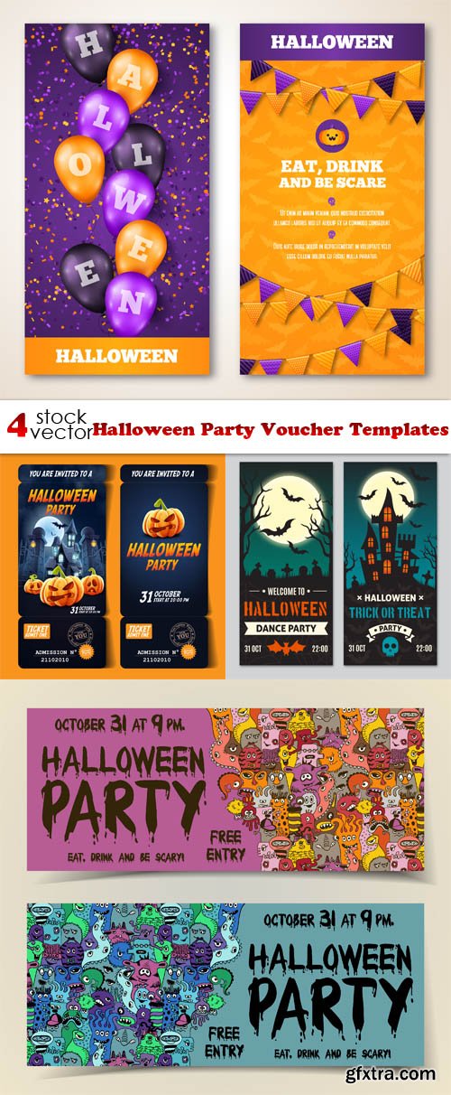 Vectors - Halloween Party Voucher Templates